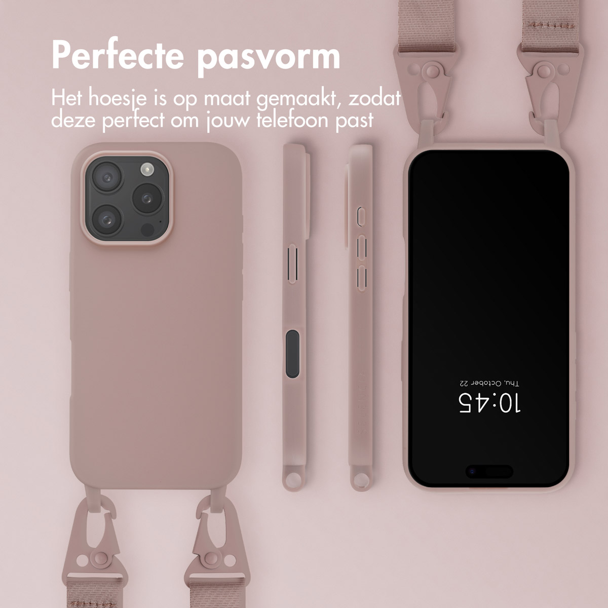 SELENCIA Coque avec lanière compatible avec iPhone 16 Pro Étui de Téléphone voor Apple iPhone 16 Pro Rose