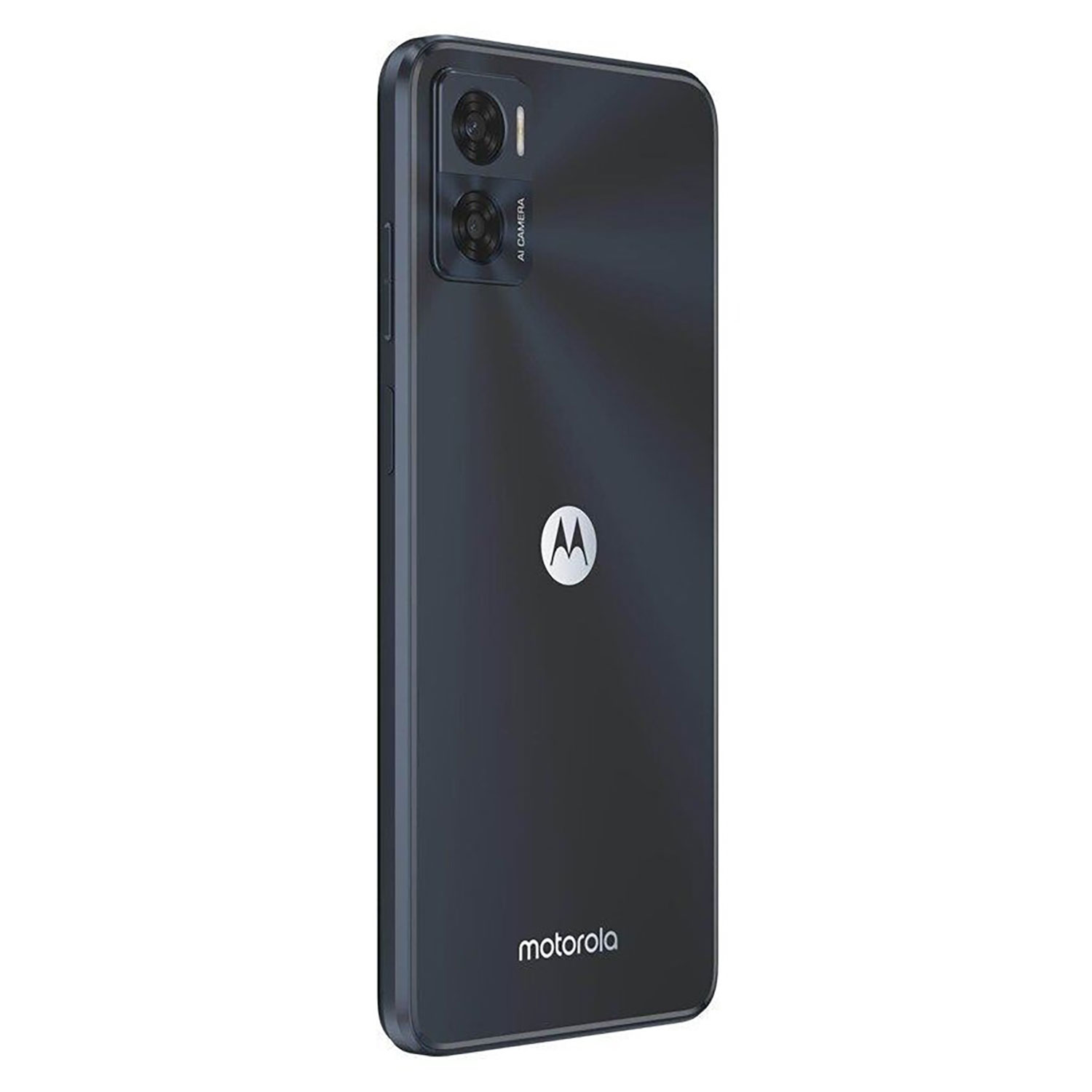 Czarny telefon Motorola z dwoma aparatami i logo Motorola z tyłu.