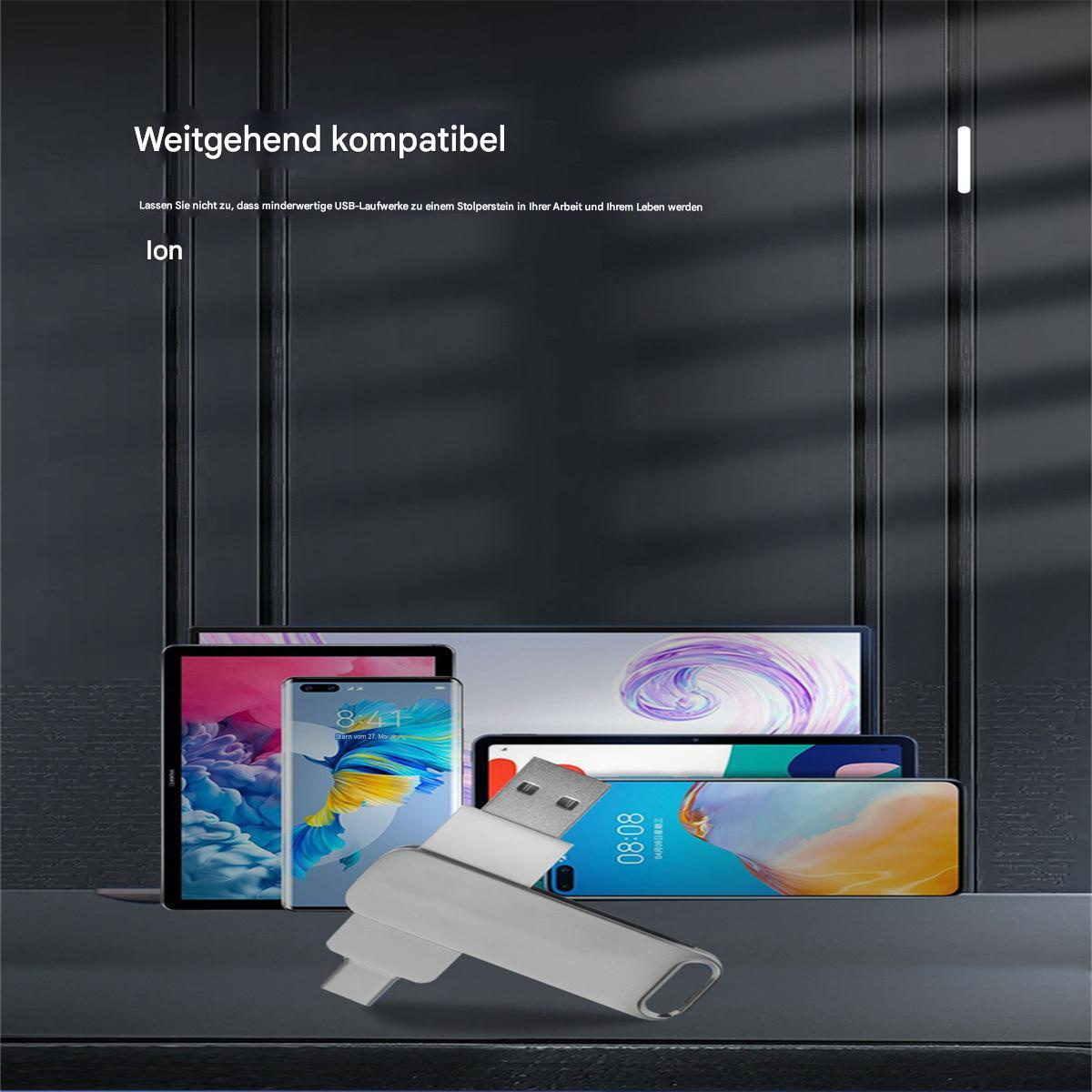 Mehrere Geräte, die an einen USB-Adapter angeschlossen sind. Beinhaltet Tablets und Telefone. Adapter ist silber und weiß.