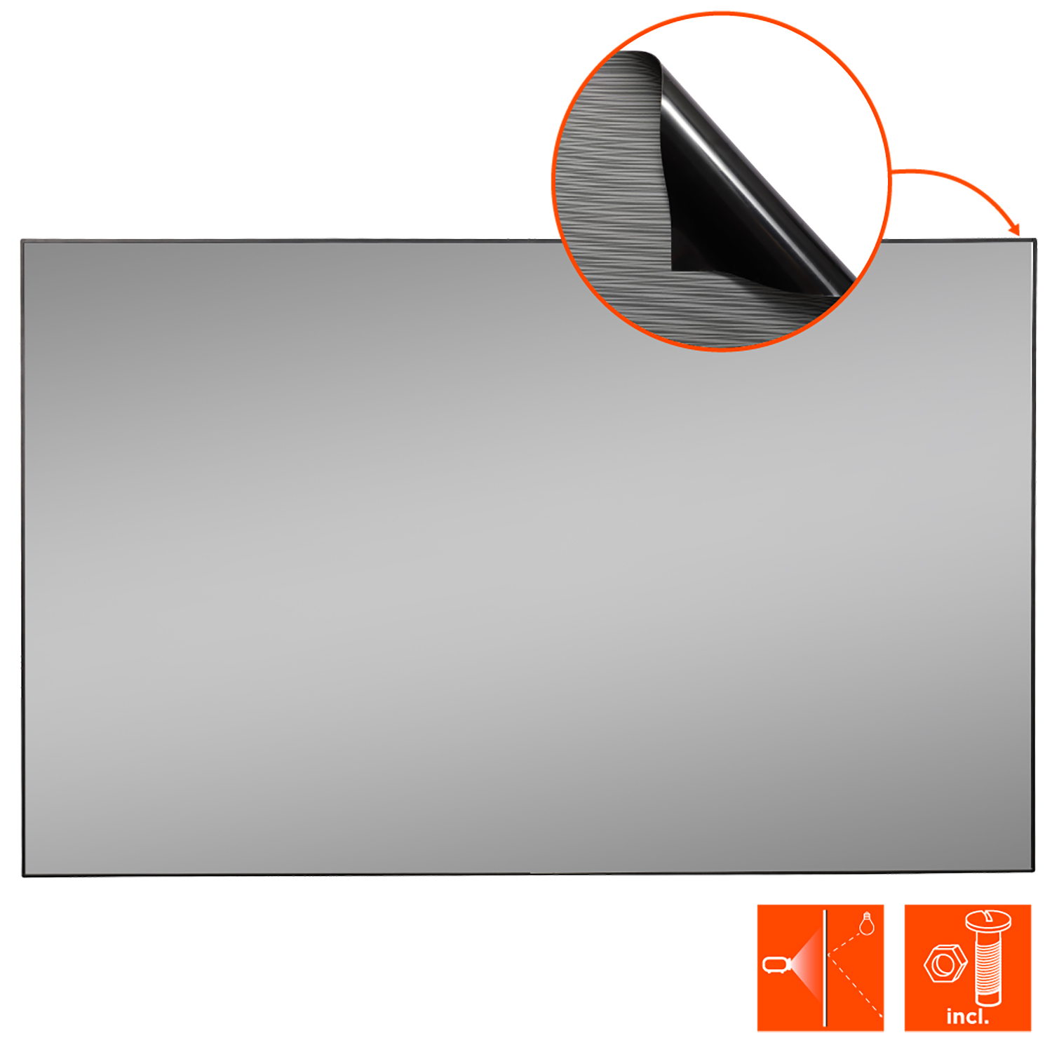 Ein großer Displayschutz mit abgezogener Ecke. Enthält Installationswerkzeuge.