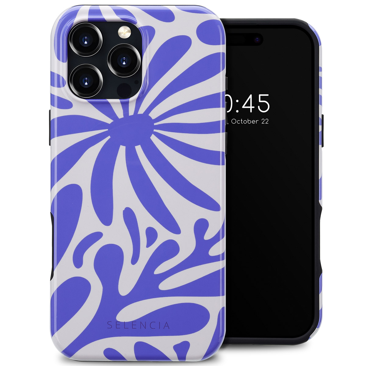 iPhone avec un étui à motifs floraux.