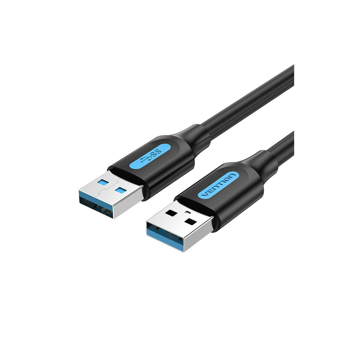 Due cavi USB con connettori blu, nero e blu.
