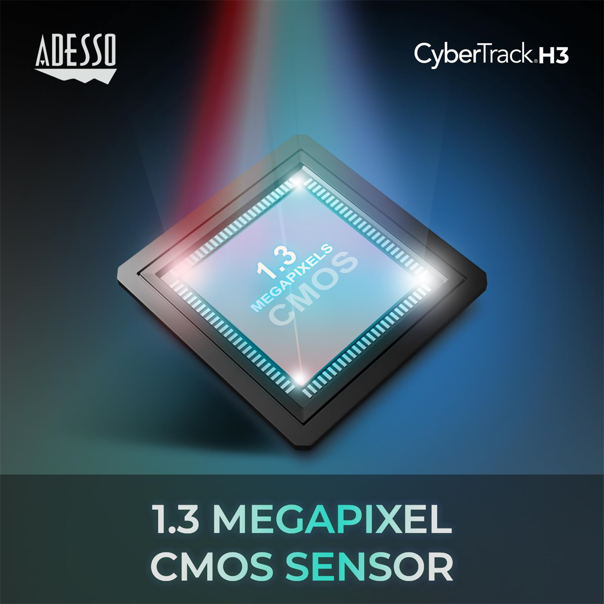 Ein 1,3-Megapixel-CMOS-Sensor mit hervorgehobener, detaillierter Ansicht.