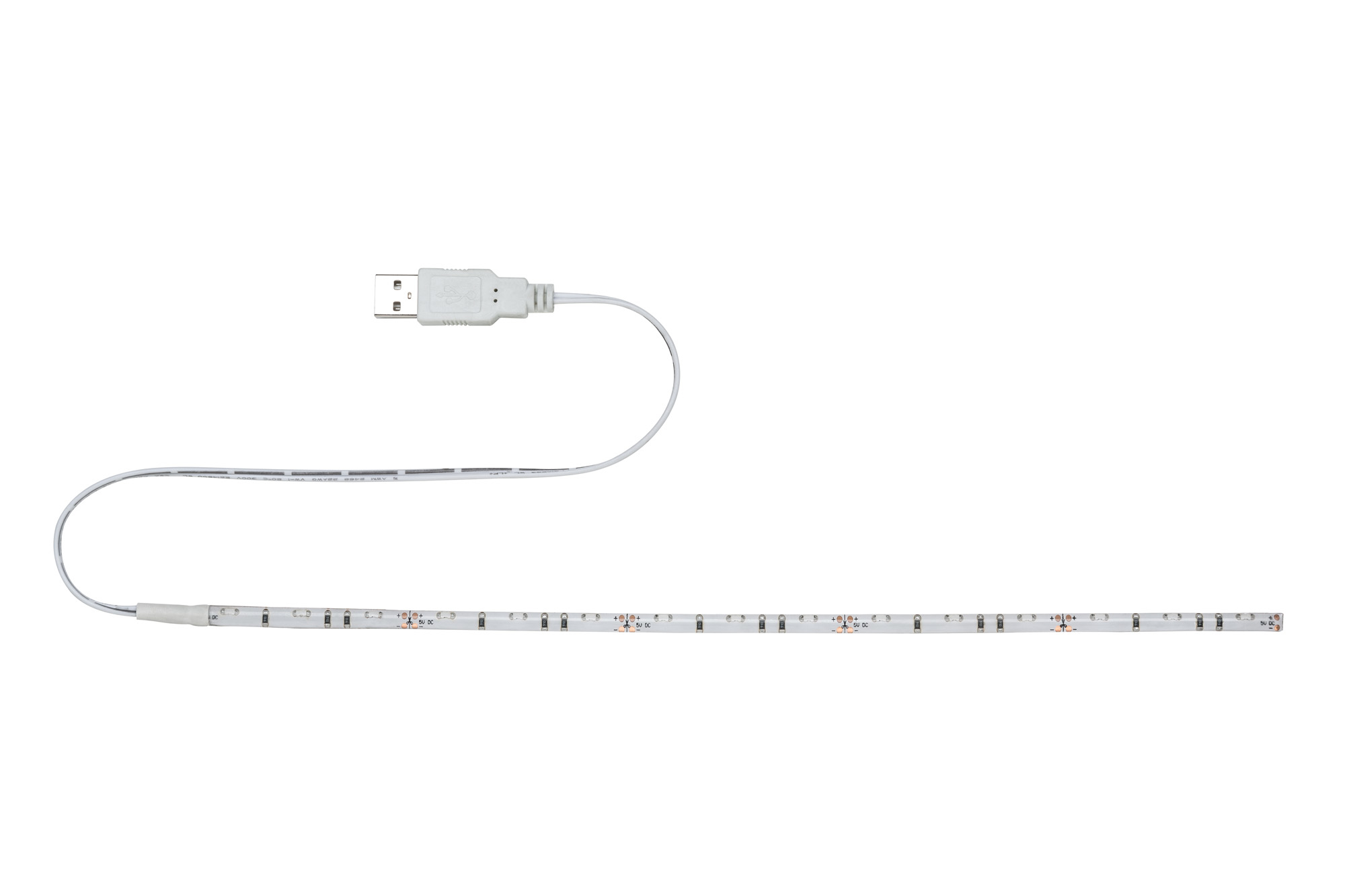 Cavo USB bianco con striscia luminosa a LED.