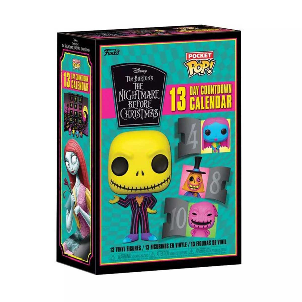 Scatola con una statuina Funko Pop! di Jack Skellington e altre statuine, per The Nightmare Before Christmas.