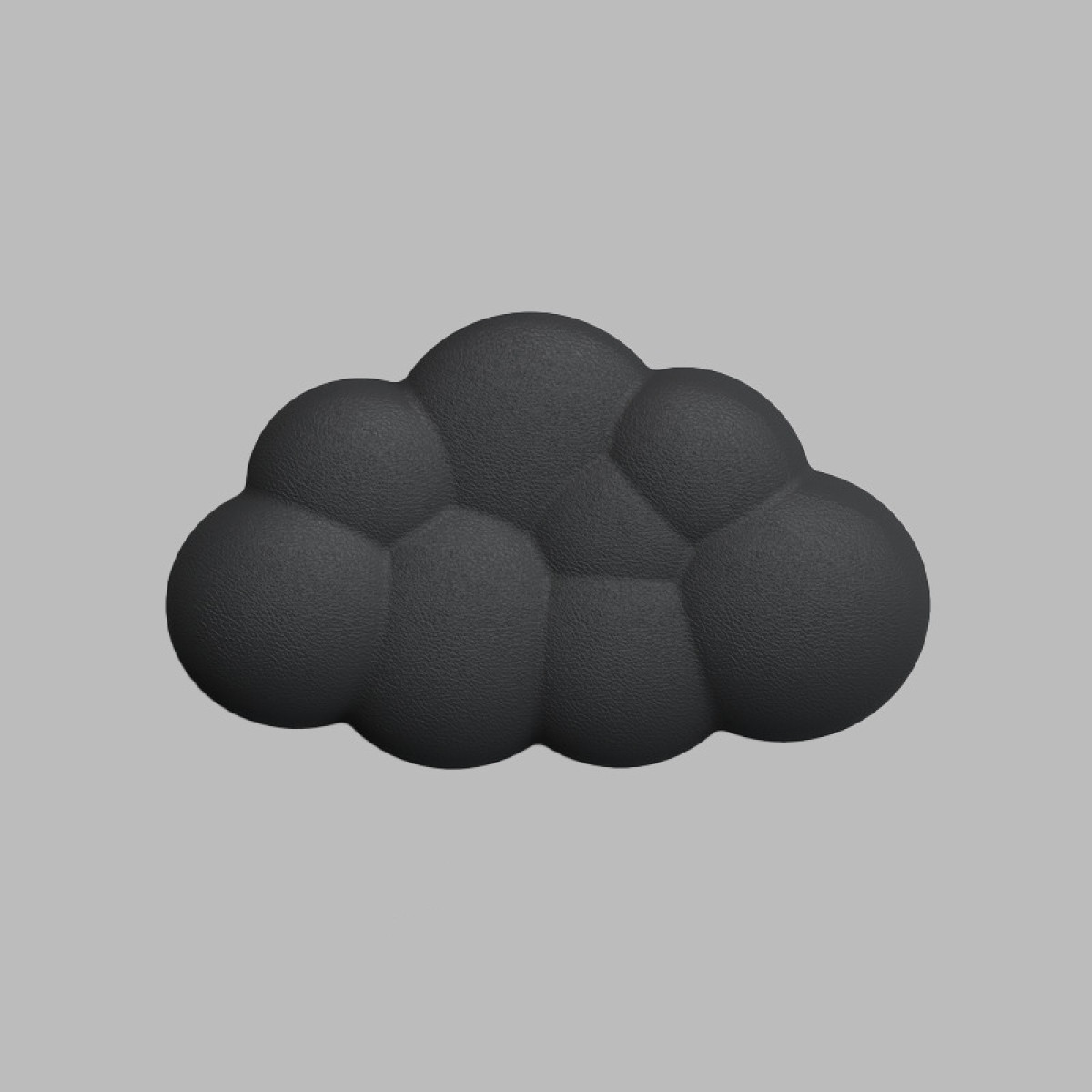Une forme de nuage noire stylisée sur un fond gris. Il s'agit d'un rendu 3D.
