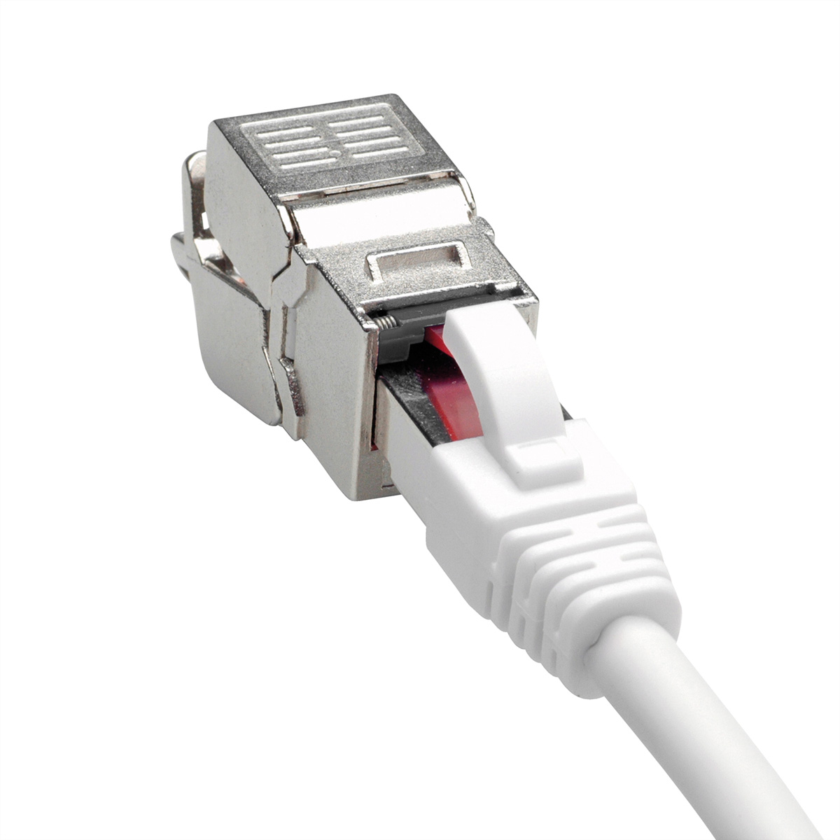Nahaufnahme eines Ethernet-Kabelanschlusses.