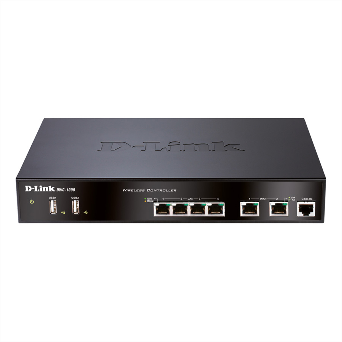 Contrôleur sans fil D-Link noir avec plusieurs ports LAN et WAN.