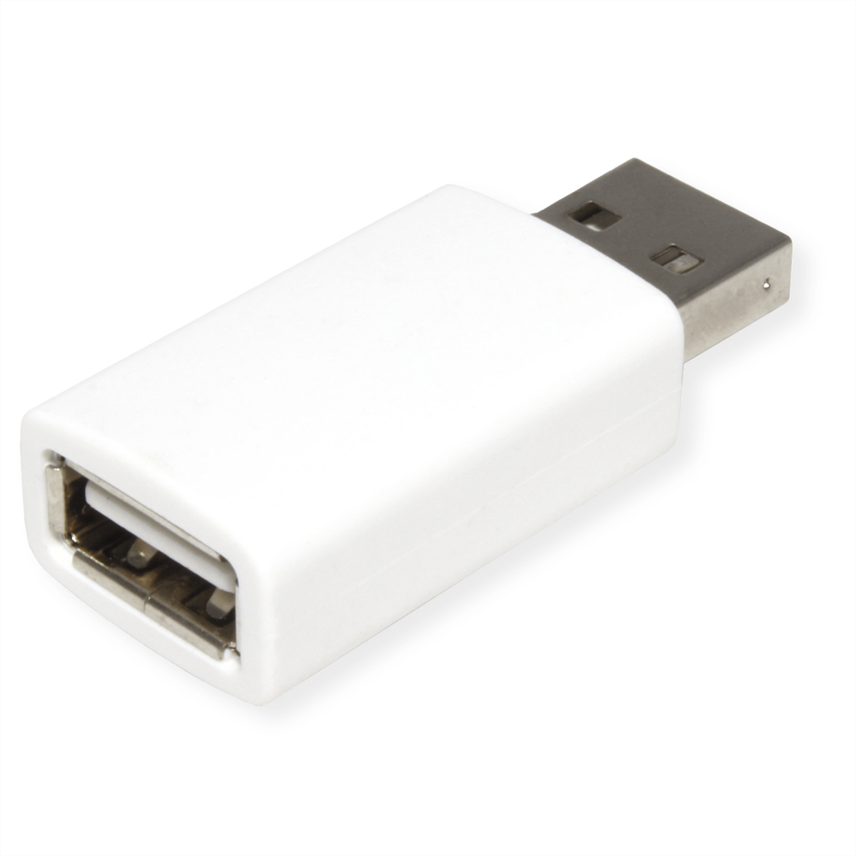 Adaptateur USB vers USB blanc sur une surface blanche.