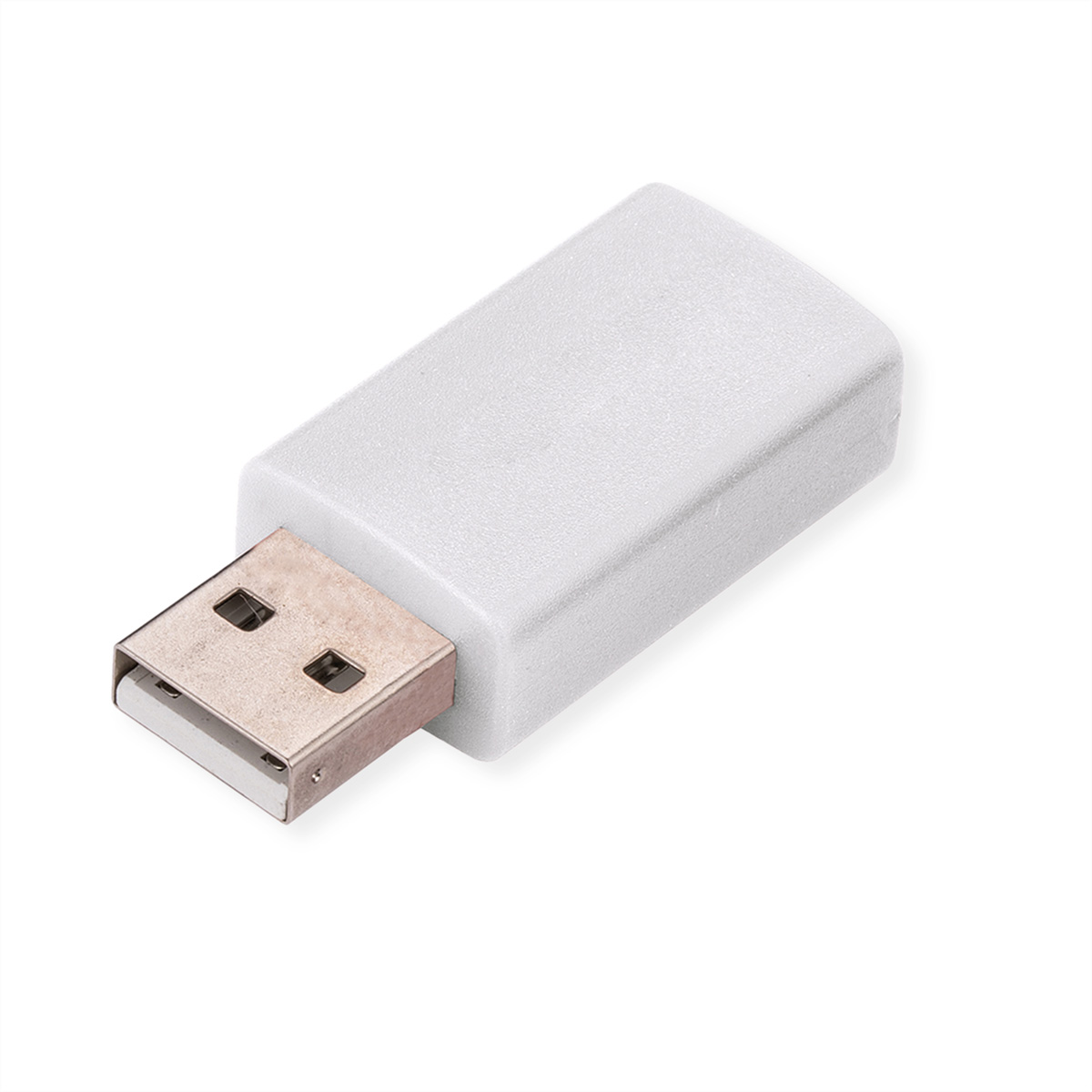 Adaptateur USB blanc avec connecteur USB-A, sur fond blanc.