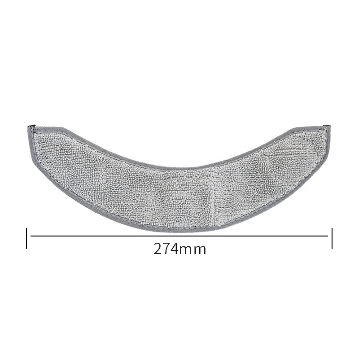 Szara, w kształcie półksiężyca, podkładka czyszcząca z mikrofibry o długości 274 mm.