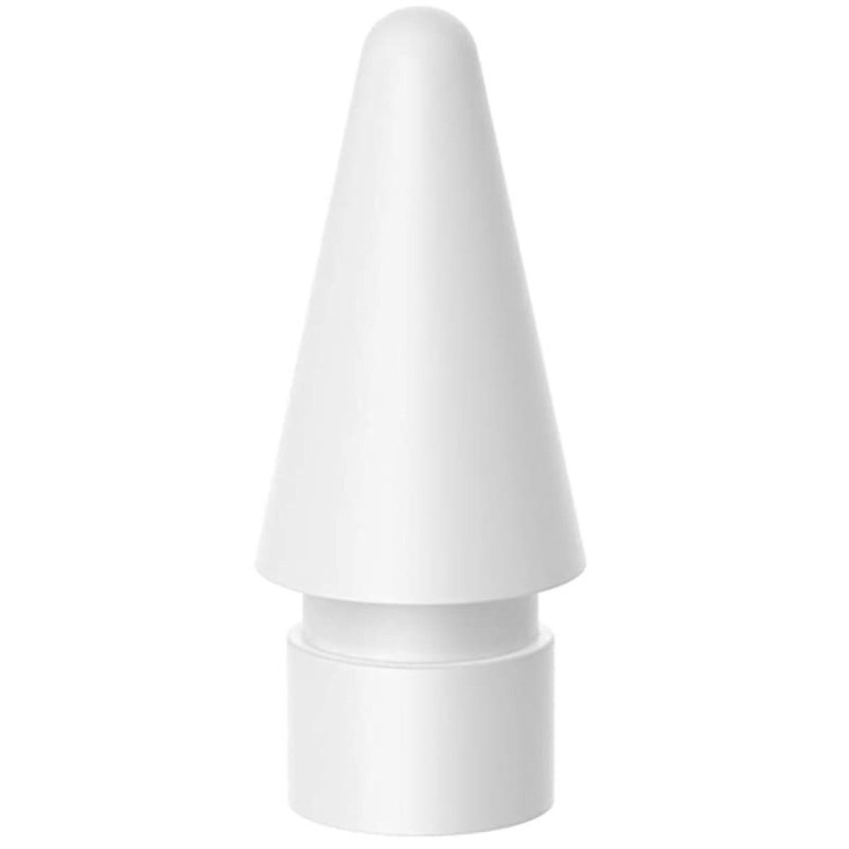 Una punta di matita bianca, isolata, a forma di cono con base piatta.