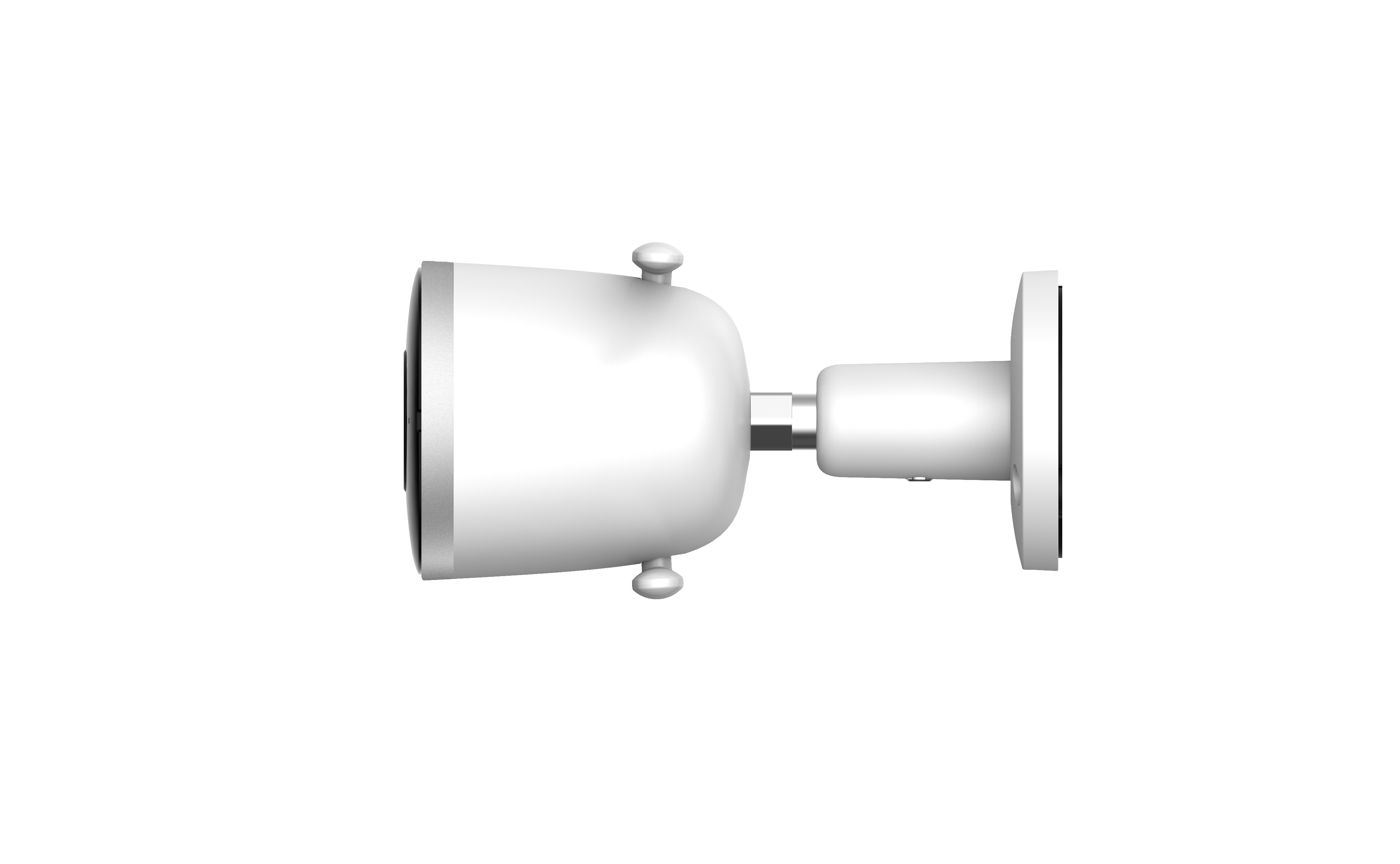 Biała kamera bezpieczeństwa zamontowana na białej powierzchni.