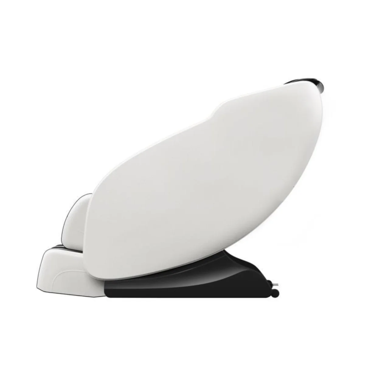 A white massage chair from the side, on a white background.