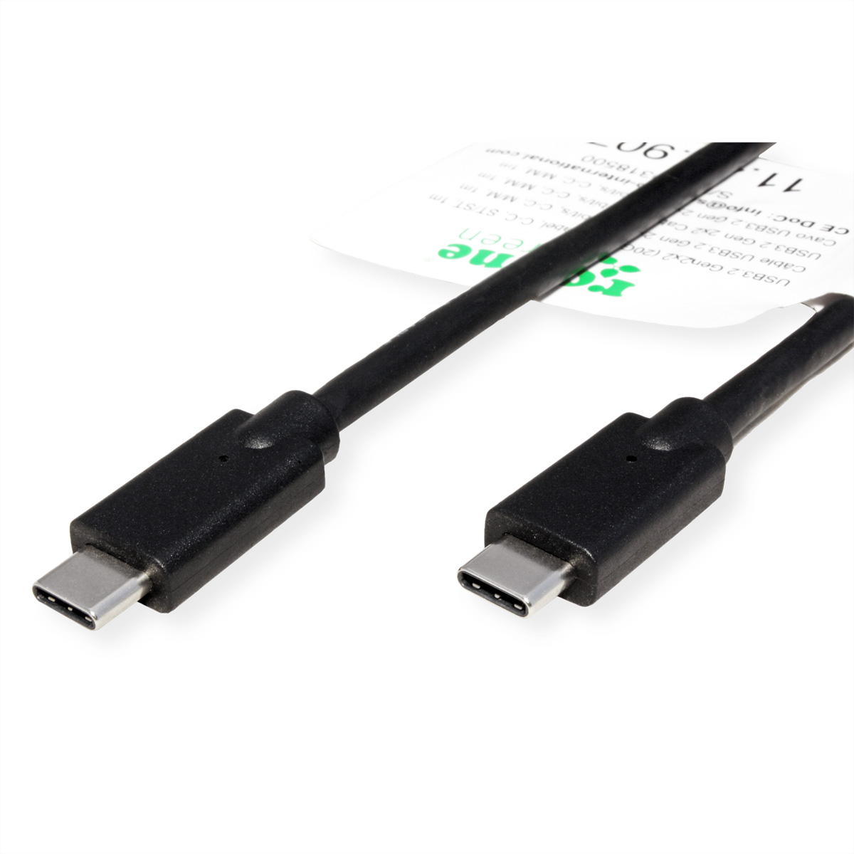 Twee zwarte USB-C-kabels met de connectoren zichtbaar.