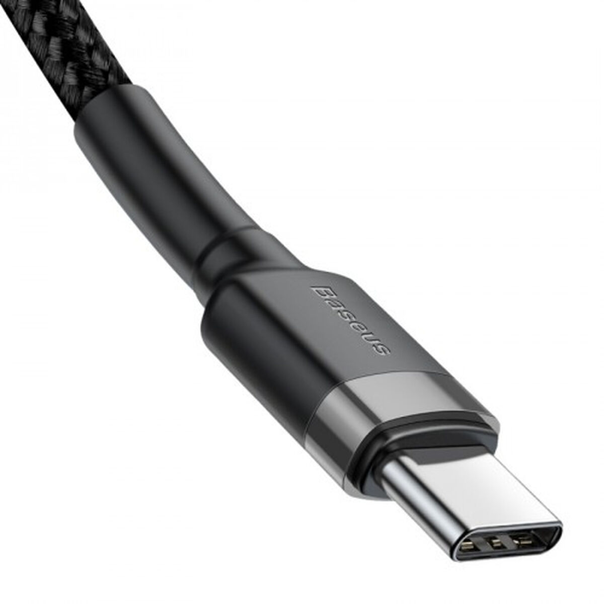 Czarny konektor kabla USB-C z marką 'Baseus' wydrukowaną na korpusie konektora.