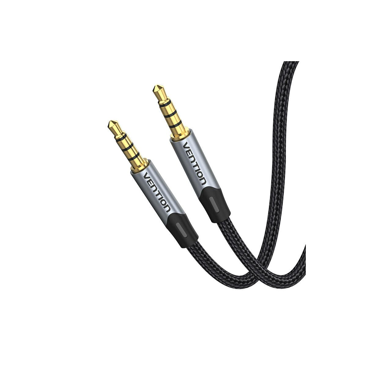 Dos cables de audio negros con conectores dorados.