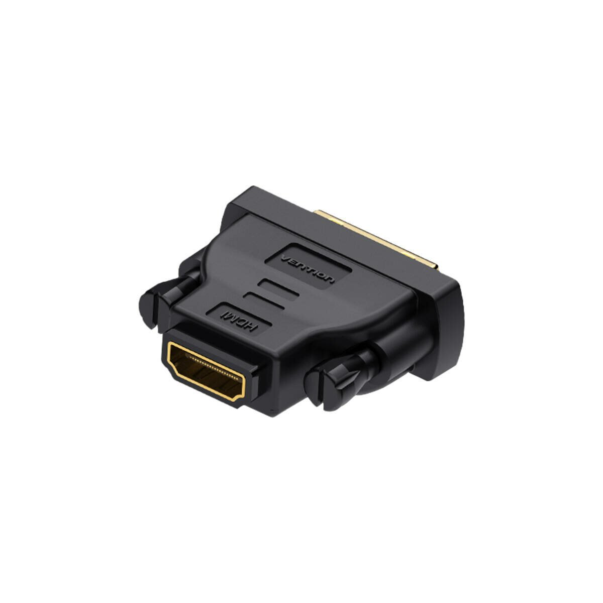 Adattatore nero da HDMI a DVI con connettori dorati. 'VERTION' e 'HDMI' etichettati.
