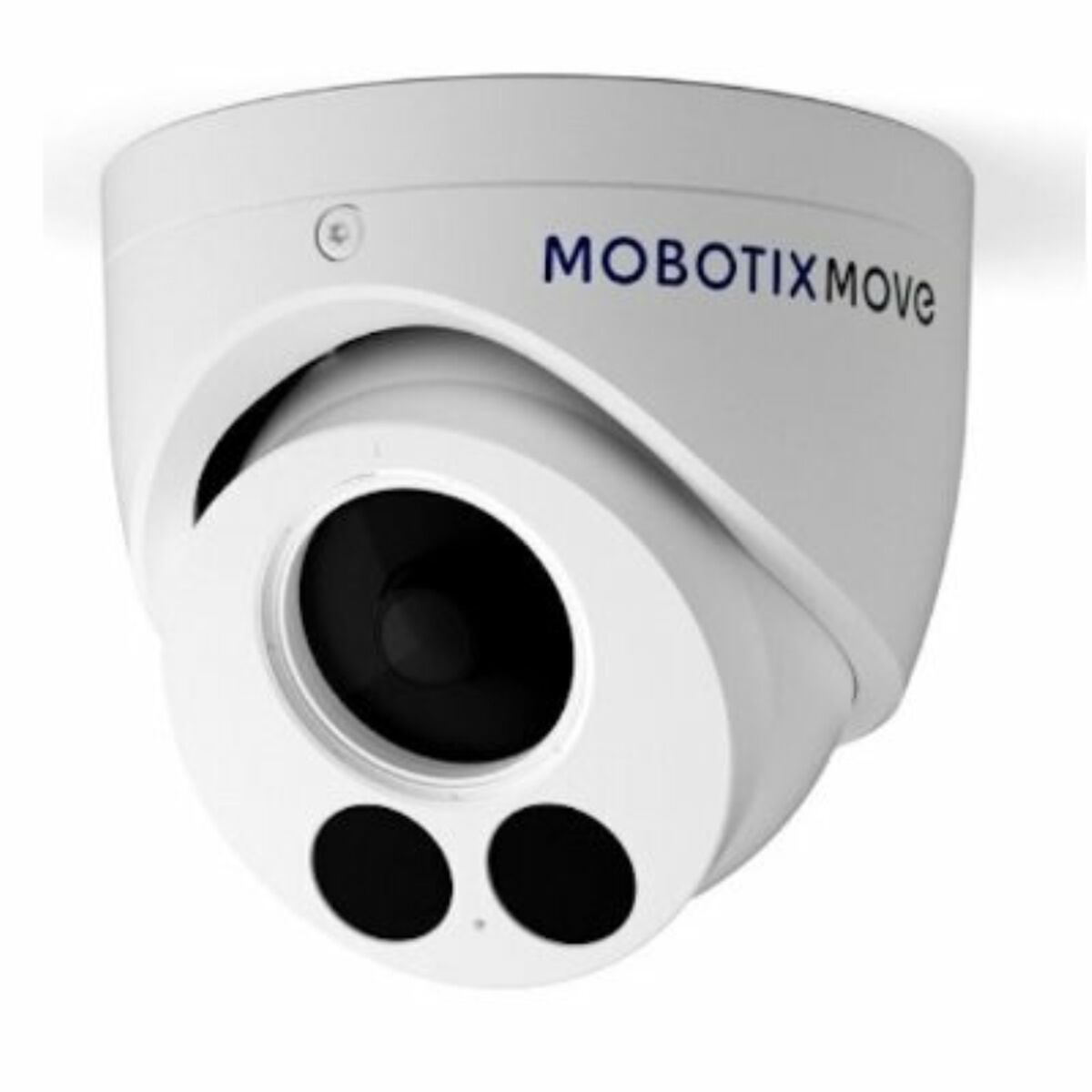 Eine weiße, kuppelförmige Überwachungskamera mit dem Logo 'MOBOTIX MOVE'.