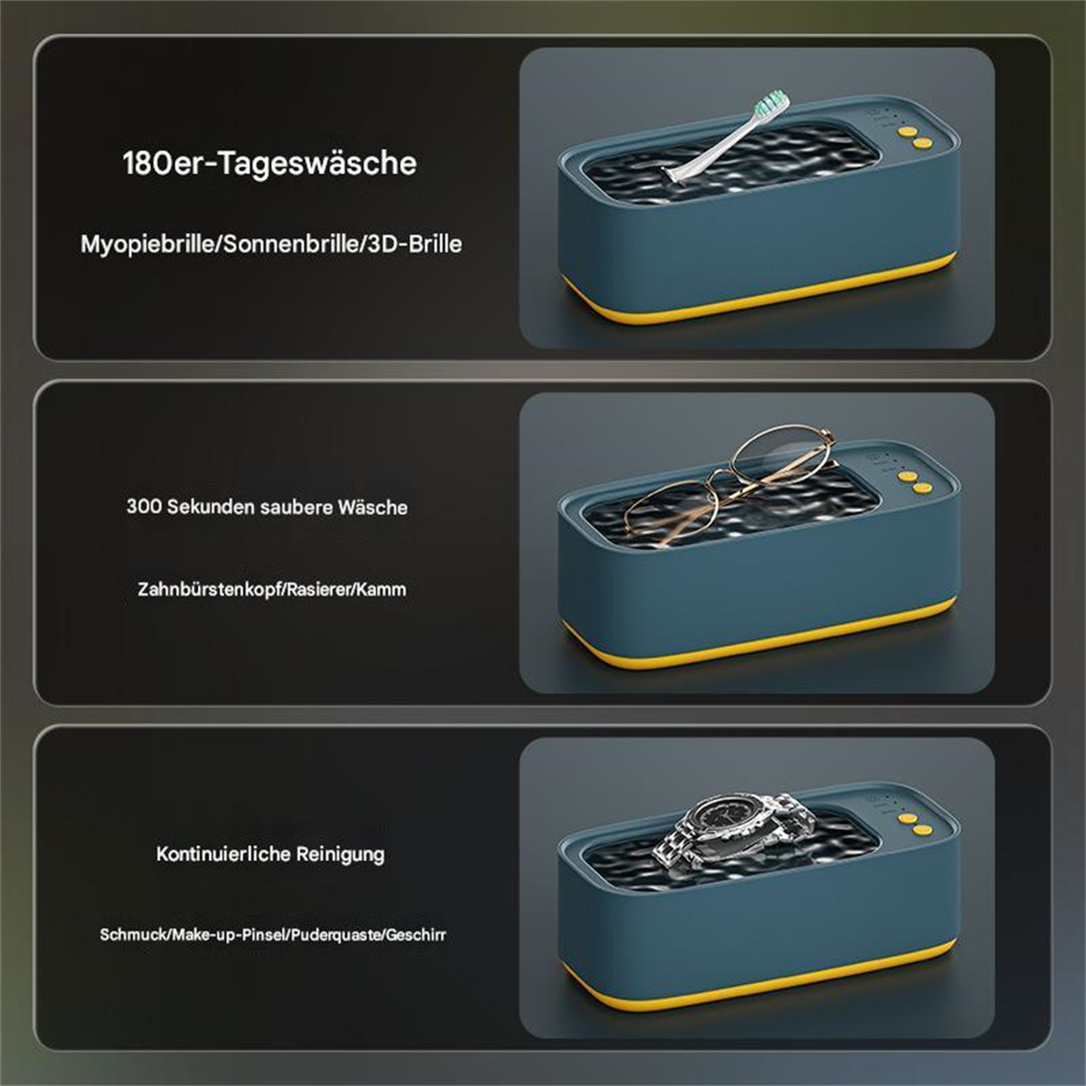 Ein Bild, das eine Reinigungsmaschine mit einigen zu reinigenden Gegenständen zeigt.