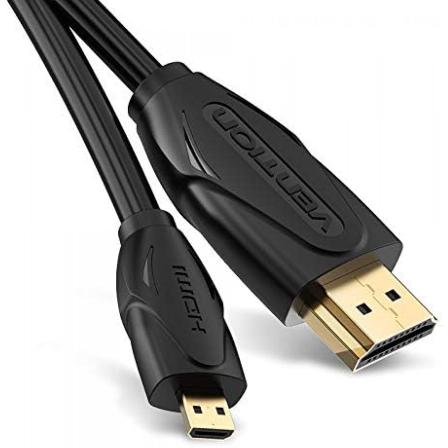 Cavo HDMI nero con connettore micro-HDMI. VENTION è stampato sul cavo.