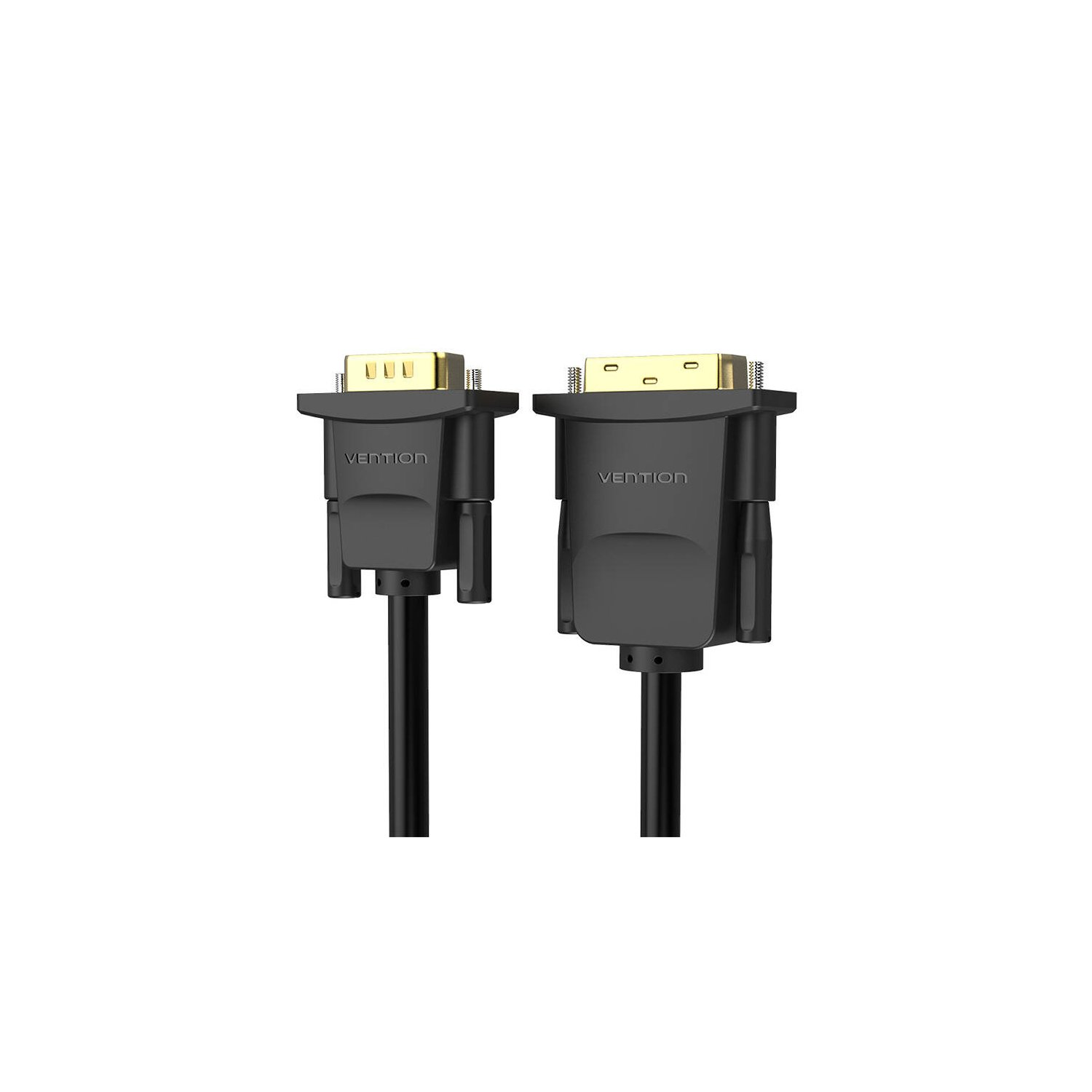 Dos conectores VGA. Los conectores son negros con pines dorados y cables negros.