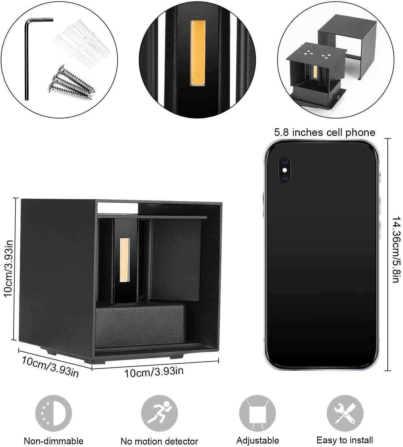 Eine schwarze Box mit Licht im Inneren, mit einem Telefon als Maßstab und anderem Zubehör.
