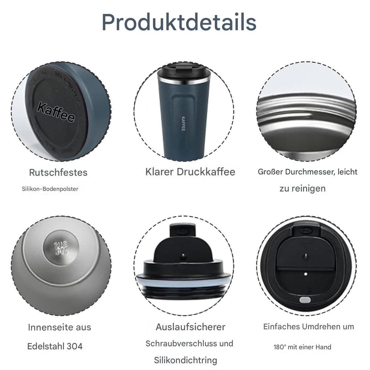 Details: Kaffeebecher-Elemente. Enthält Boden, Kaffeebecher, Oberseite, Innenraum, Kappe und Deckel.