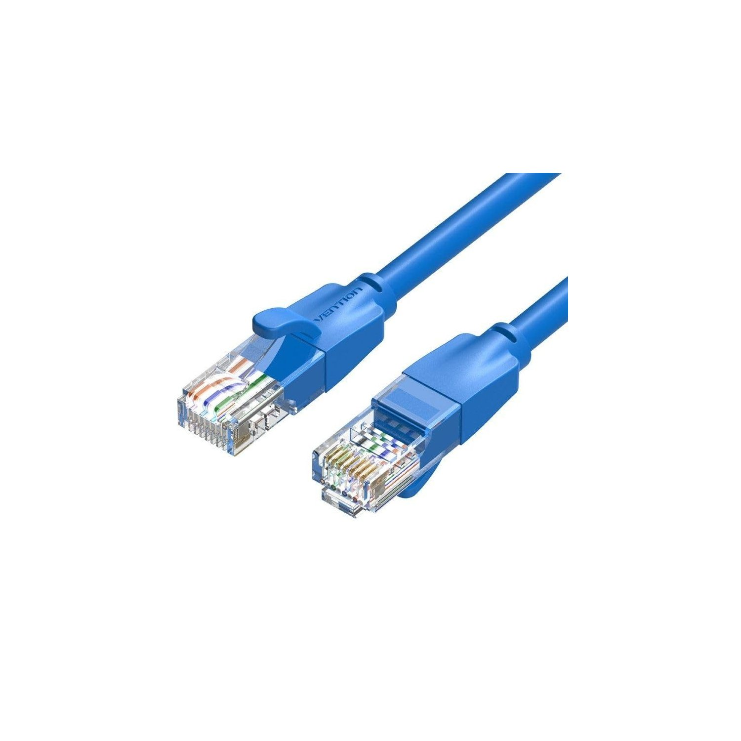 Cavo blu con due connettori, etichettato Vention.