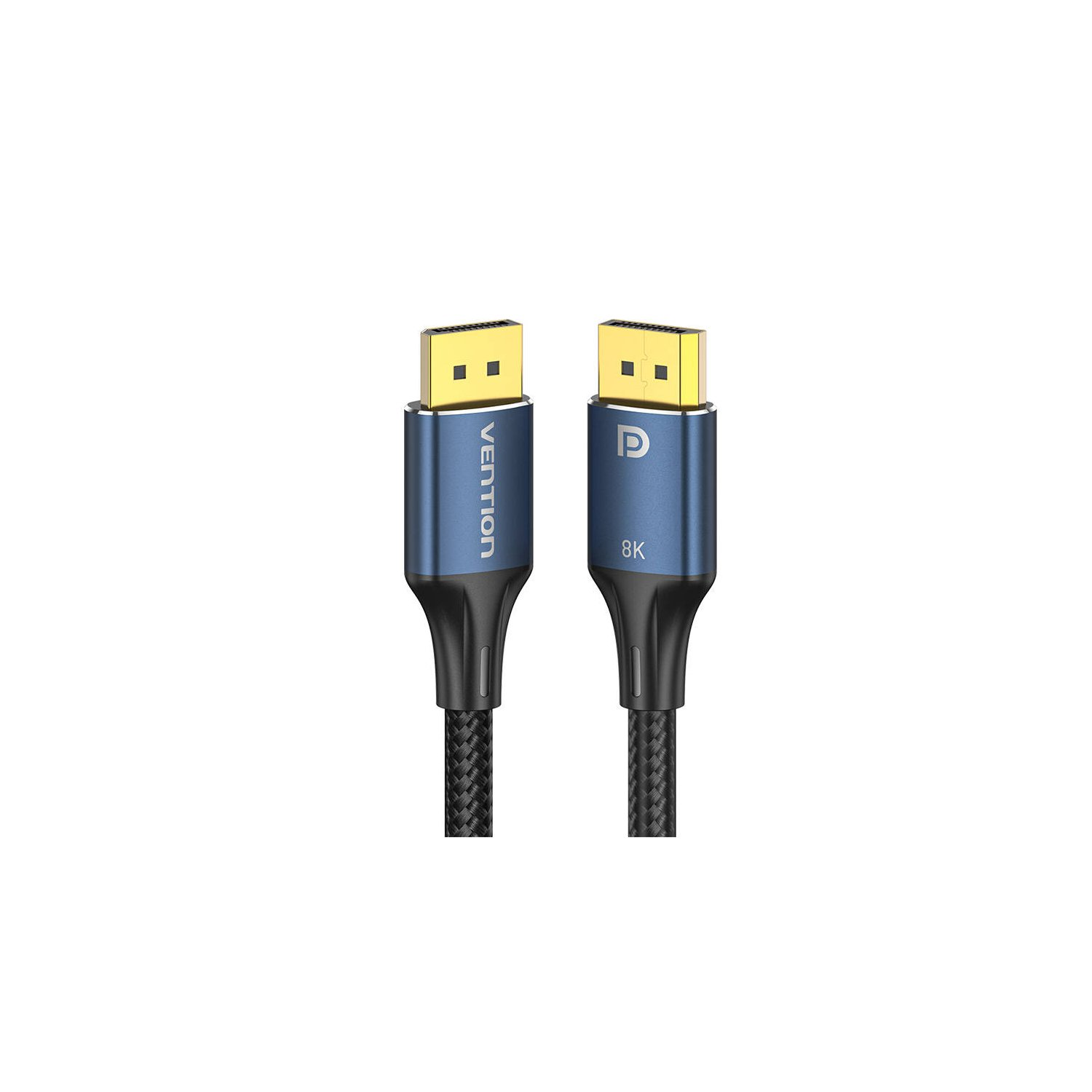 Zwei blaue und schwarze Displayport-Kabel. Goldstecker sind an jedem Ende sichtbar. Der Markenname steht auf dem Kabel.