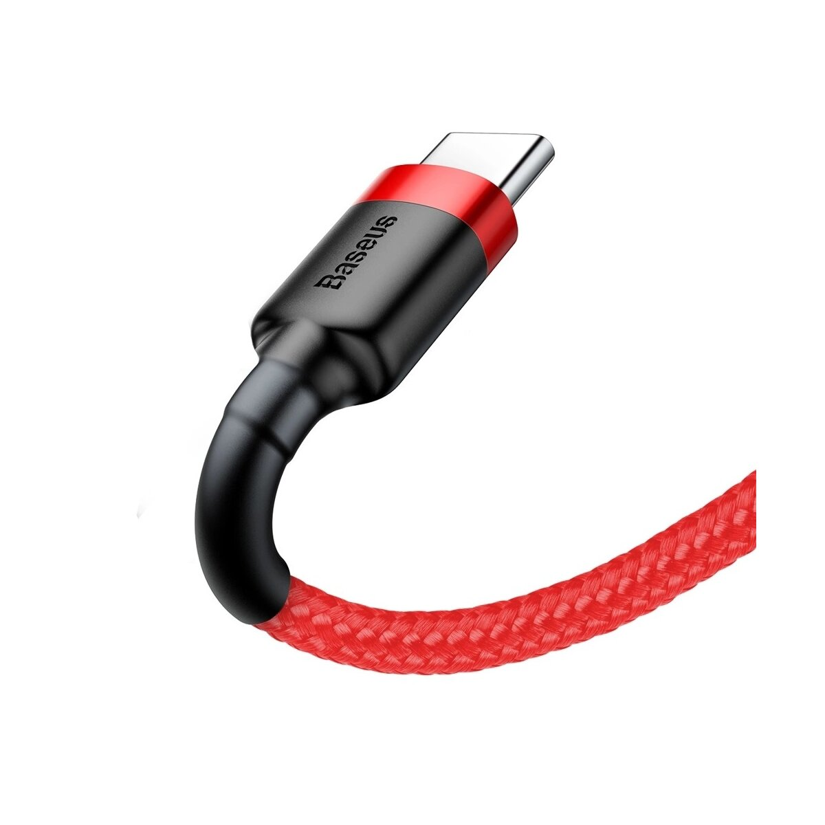 Kabel ładujący USB-C w czarno-czerwonym designie.
