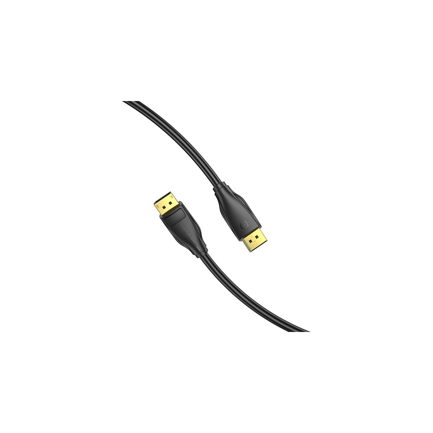Cavo HDMI nero con estremità dorate.