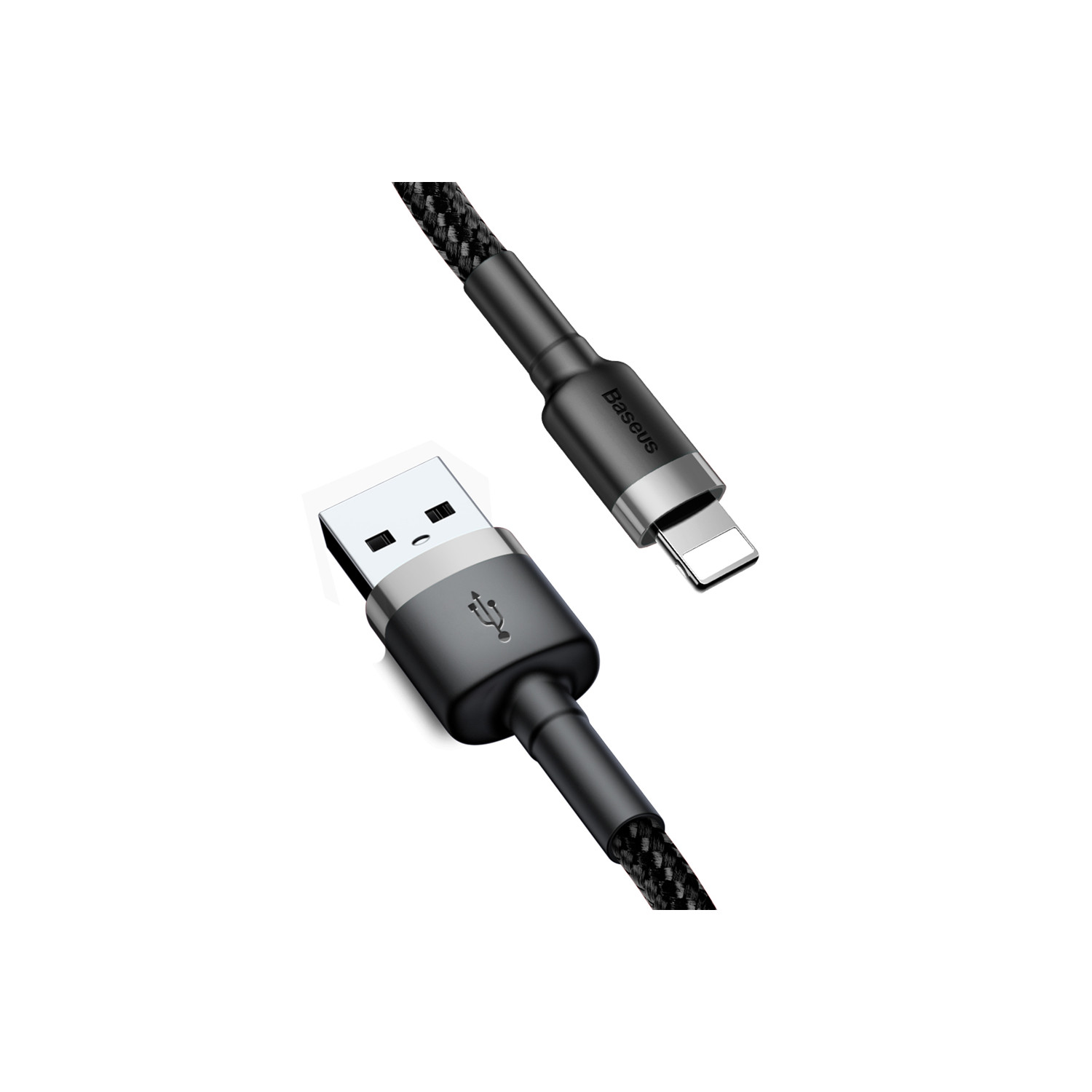 Czarny i szary kabel USB do Lightning.