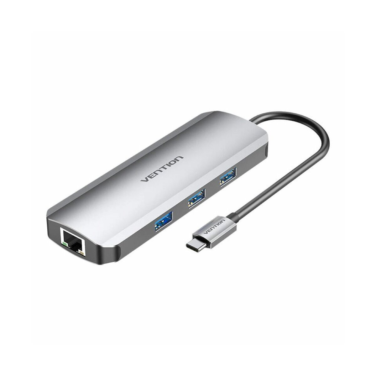 Hub USB Vention argento con porte USB e USB-C.