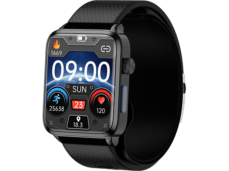 INF Smartwatch mit Blutsauerstoff- und Blutdruckmessgerät Smartwatch Hulianwangchanyejidi Cqu306 Baoanqu Xingyelu 2005hao Zinklegierung + Vakuumbeschichtung, Schwarz