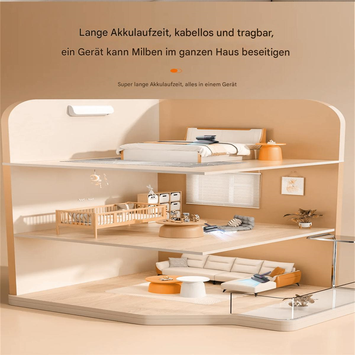 Ein Modellhaus mit drei Ebenen, das Innenarchitektur zeigt.