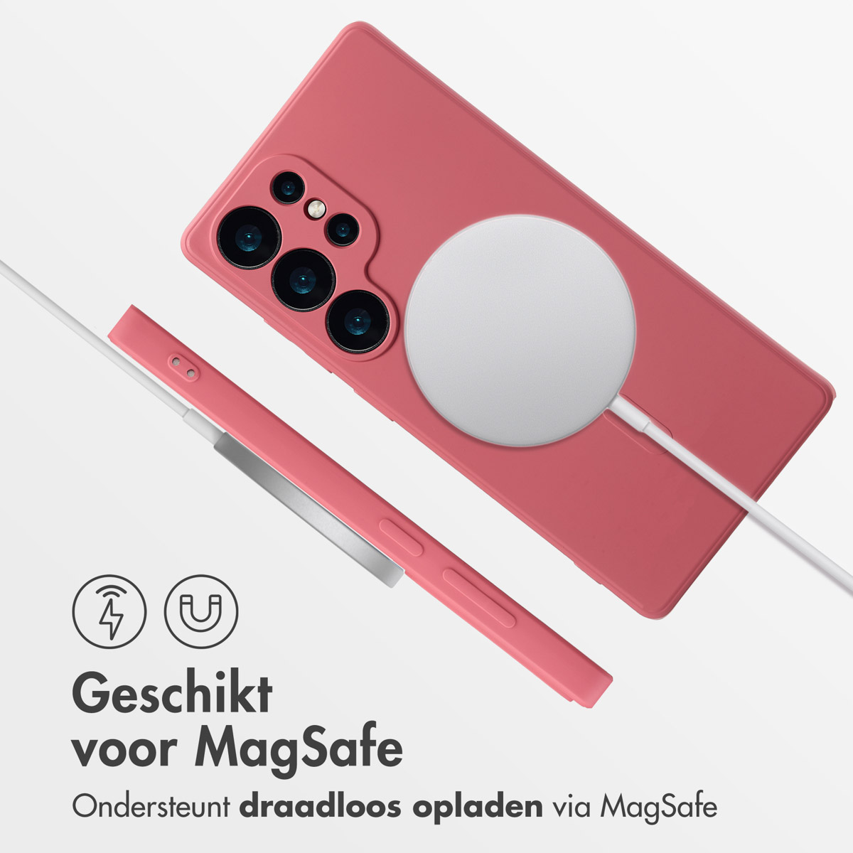 IMOSHION Color Backcover met MagSafe - Geschikt voor Samsung Galaxy S25 Ultra - Telefoonhoesje voor Samsung Samsung Galaxy S25 Ultra Roze