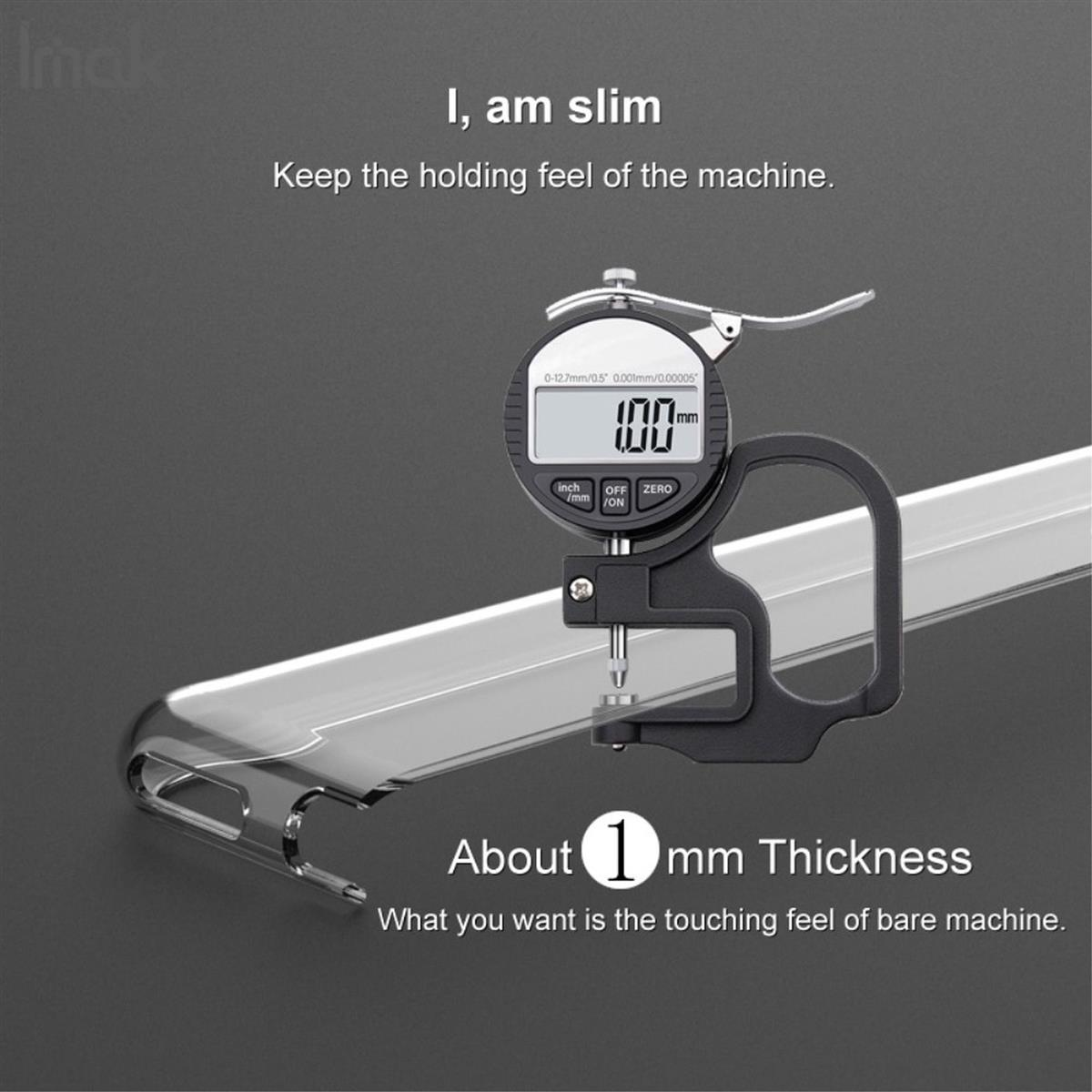 Ein digitales Dickenmessgerät mit schwarzem und silbernem Gehäuse, misst 1,00 mm auf klarer Oberfläche.