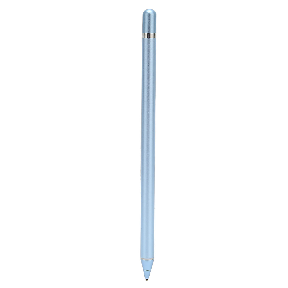 Blauer Stift auf weißem Hintergrund, schlichtes und elegantes Design.