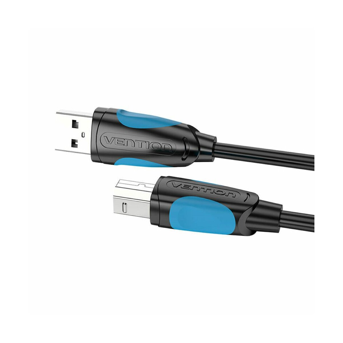 Cavo USB. Cavo nero con accenti blu e logo Vention.
