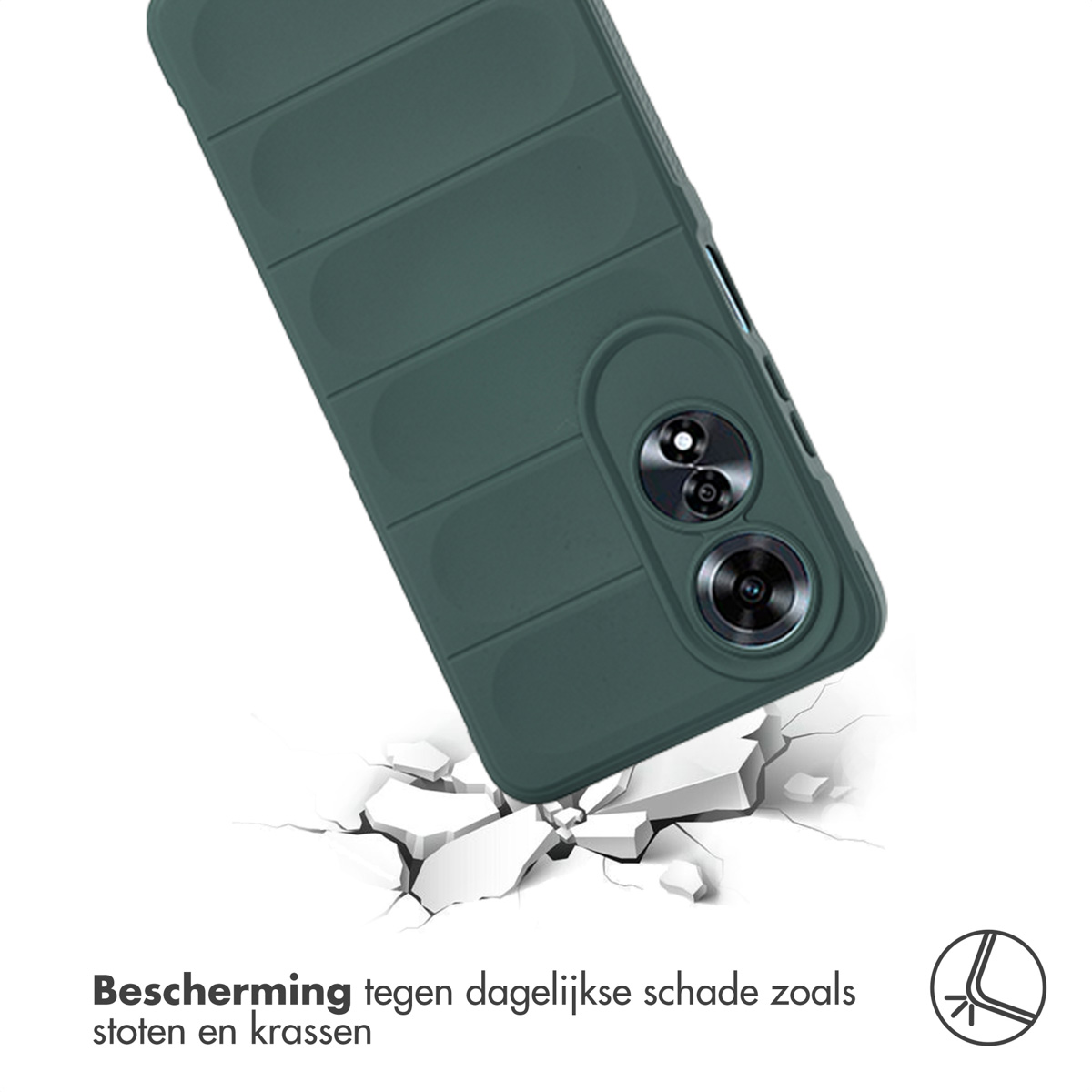 Une coque de téléphone tombant sur une surface, montrant une protection contre les dommages.