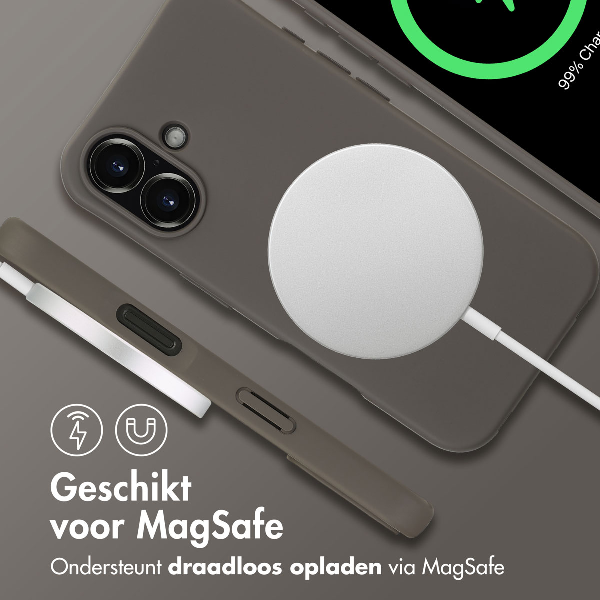 IMOSHION Backcover con cordino staccabile Cover per Apple iPhone 16, Marrone