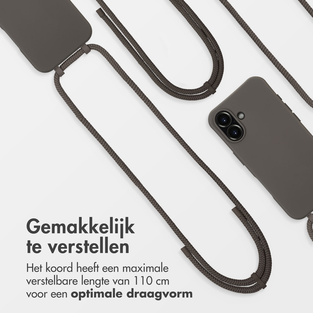 IMOSHION Backcover con cordino staccabile Cover per Apple iPhone 16, Marrone