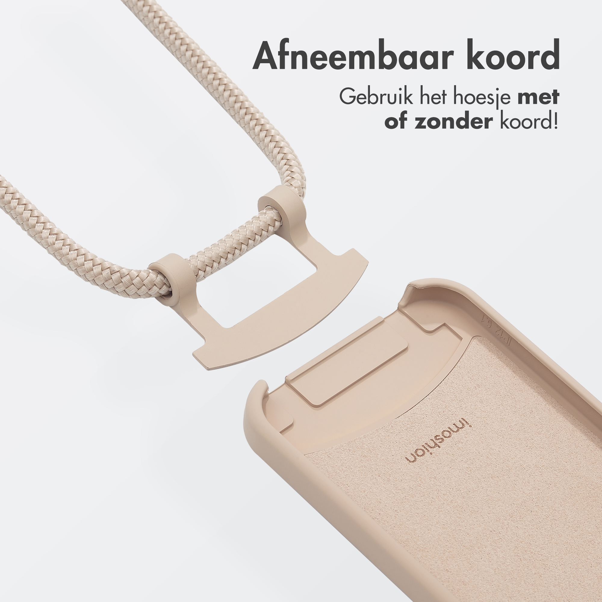 IMOSHION Coque avec lanière compatible avec iPhone 12/ iPhone 12 Pro Étui de Téléphone voor Apple iPhone 12/ iPhone 12 Pro Beige