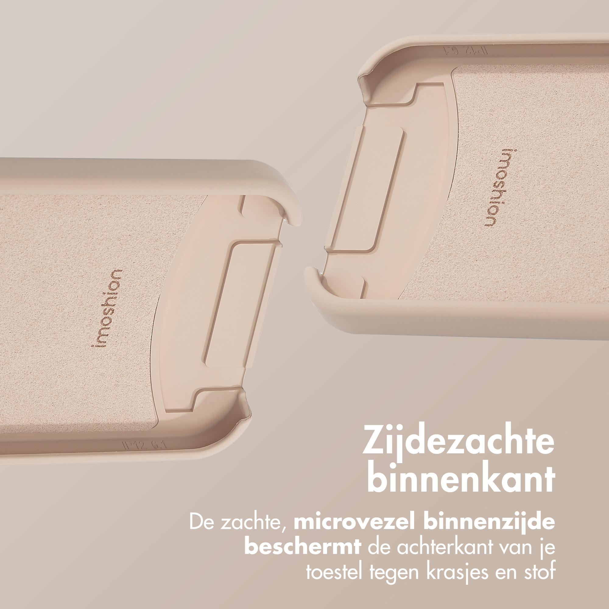 Deux coques de téléphone ouvertes, révélant un intérieur en microfibre doux.