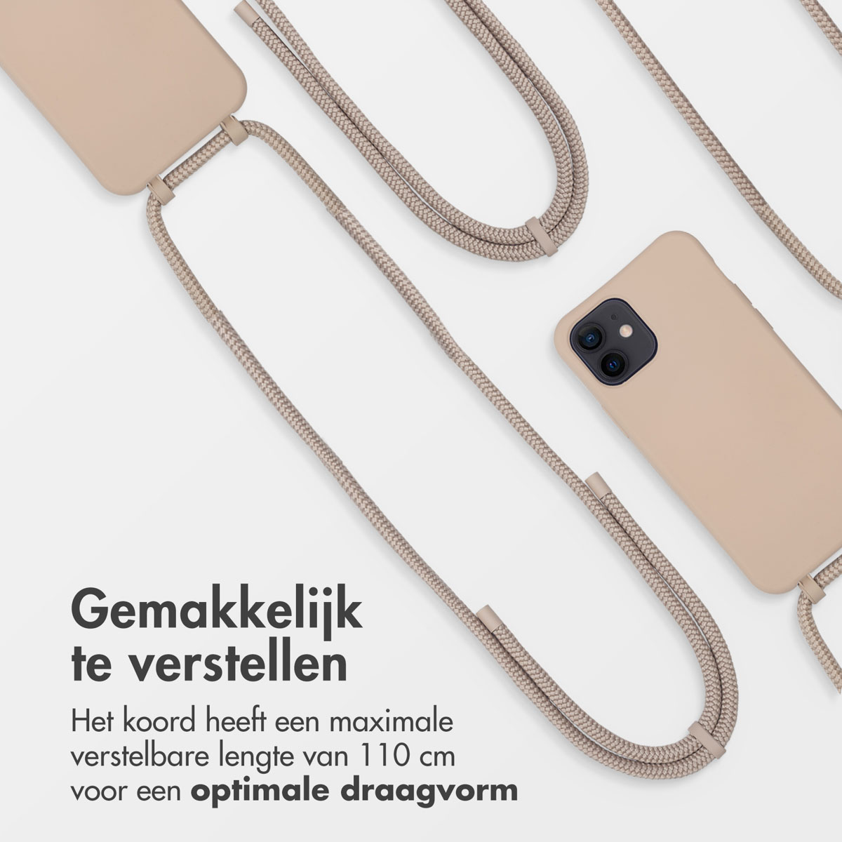 IMOSHION Coque avec lanière compatible avec iPhone 12/ iPhone 12 Pro Étui de Téléphone voor Apple iPhone 12/ iPhone 12 Pro Beige