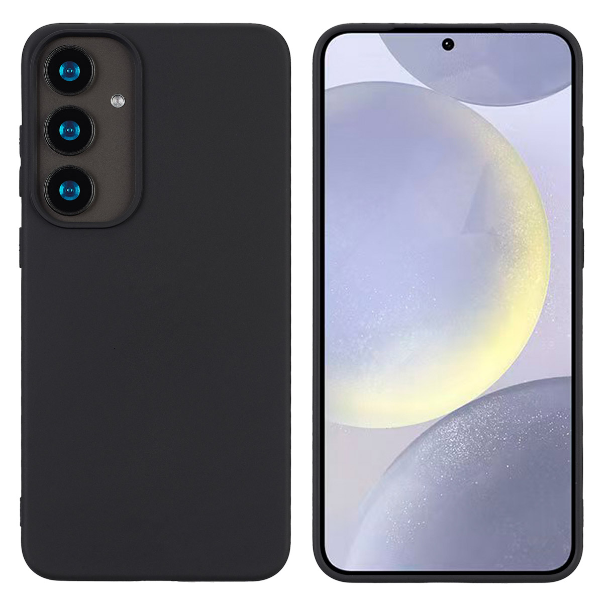 Deux téléphones côte à côte. Un téléphone dans un étui noir et l'autre avec l'écran affiché.