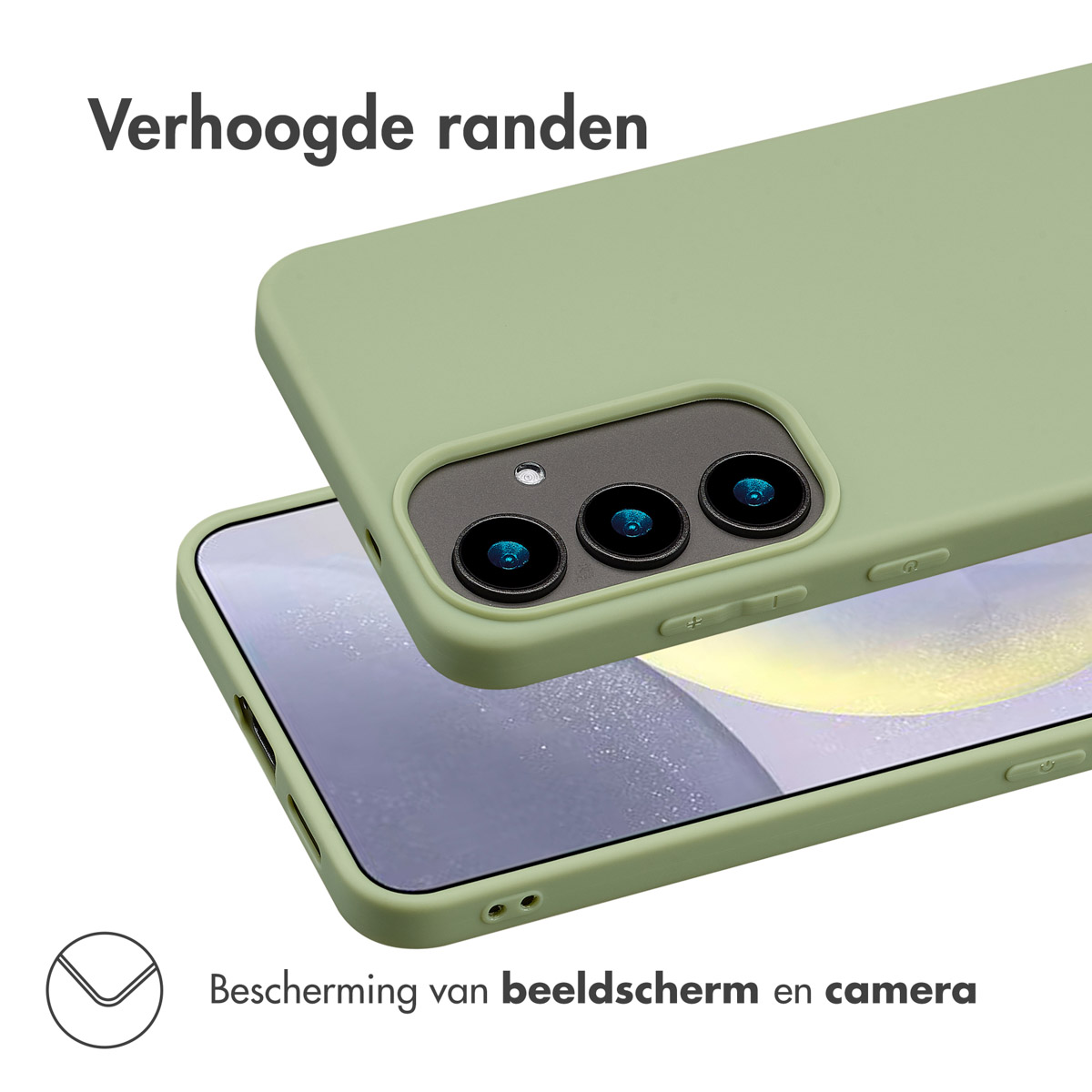 Une coque de téléphone verte sur un téléphone vert. La coque protège la caméra.