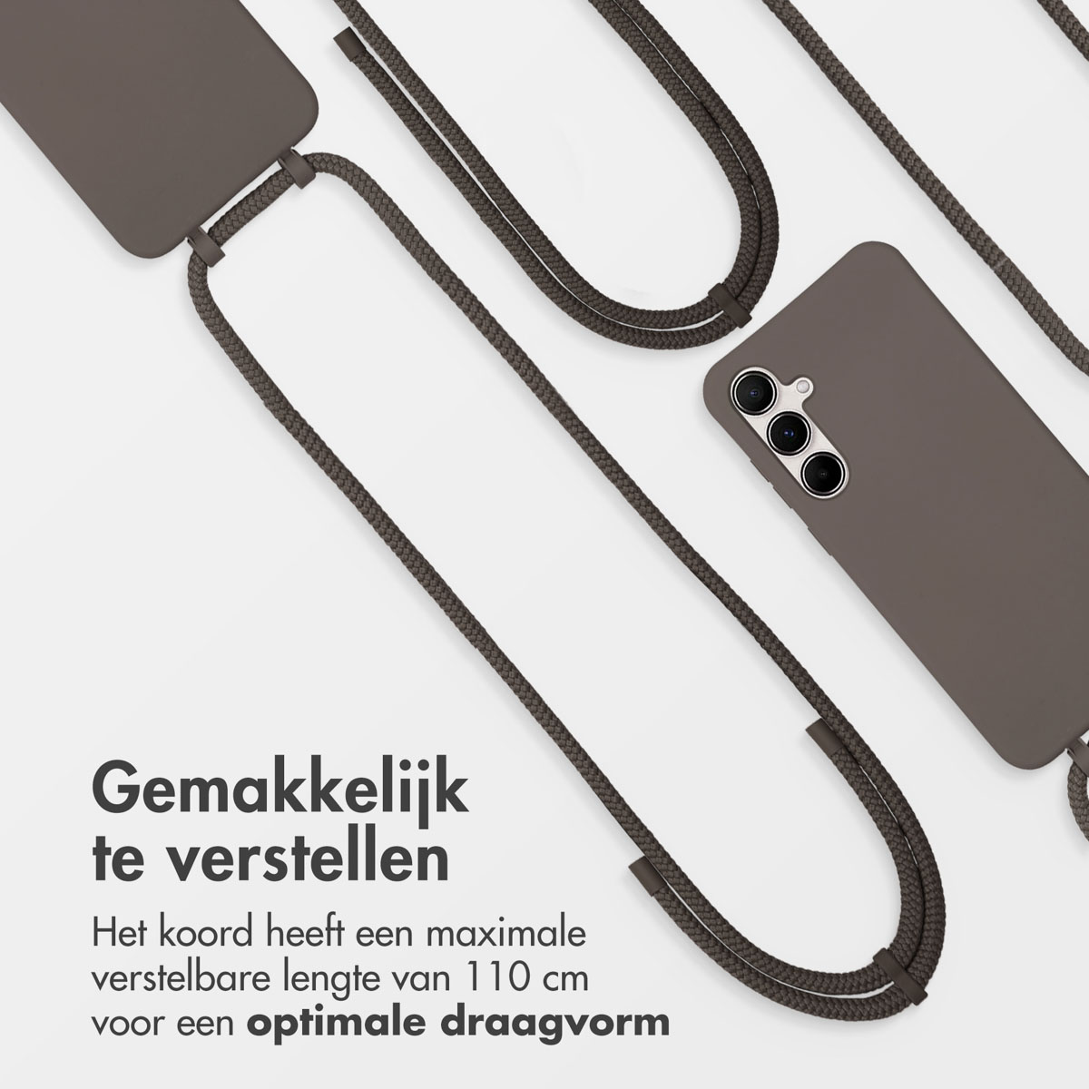 IMOSHION Color Backcover met afneembaar koord - Geschikt voor Samsung Galaxy A55 - Telefoonhoesje Bruin