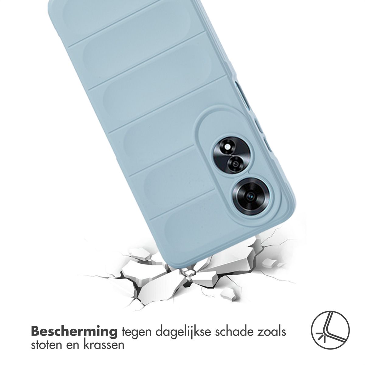 Coque de téléphone bleue avec lignes. Protège contre les dommages quotidiens comme les chocs et rayures.